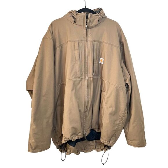Carhartt Men's 3XL Brown Insulated Jacket Hooded Full Swing Outdoor Utility Logo - Picture 1 of 13